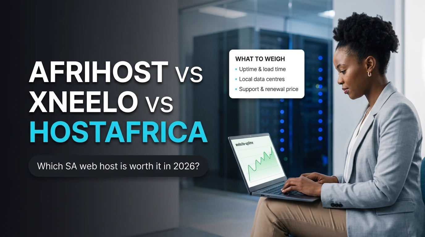 Afrihost vs Xneelo vs HostAfrica — comparing South Africa's most popular web hosts for 2026